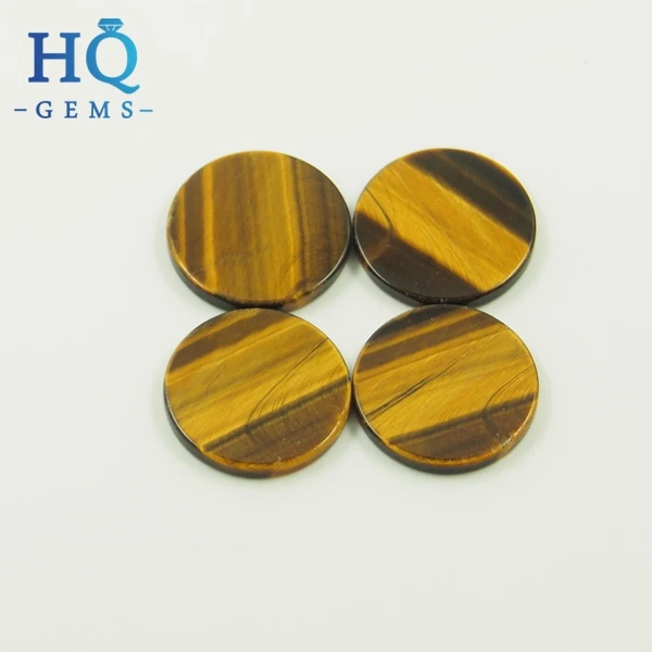 Semi-preciouse gemstone disc double flat back tiger eye plate stone