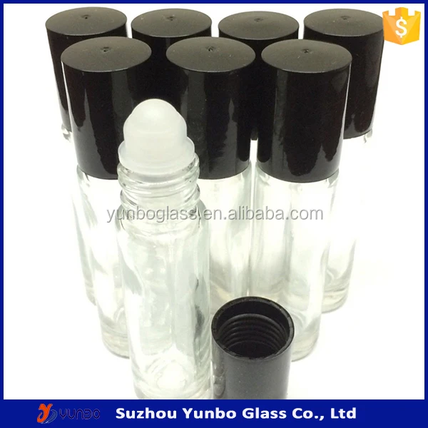 10ml Clear Glass Roller Bottles Glass Perfume Bottle with Glass Roller ball For Essential Oil