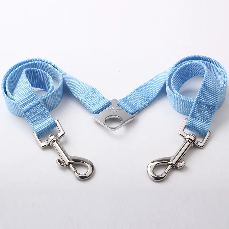 High Quality Low Price Custom Dog Leash No Handle Multifunctional Car Seat Belt Two Way Nylon Couple Dog Leash