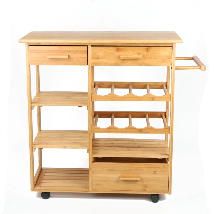 Custom Eco-Friendly Wine Stand Cart Kitchen Trolley