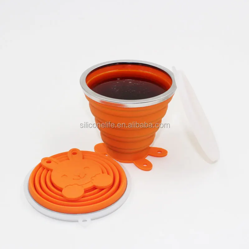 Portable Solid Color Retractable Water Silicone Cups Folding Gargle Cup For Outdoor Travel Drinkware Tools