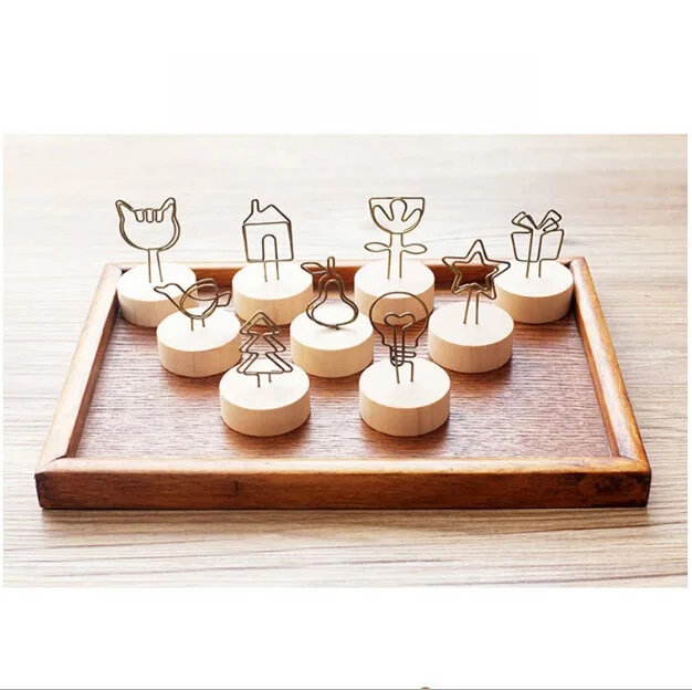factory business card clip holder wooden sring clip