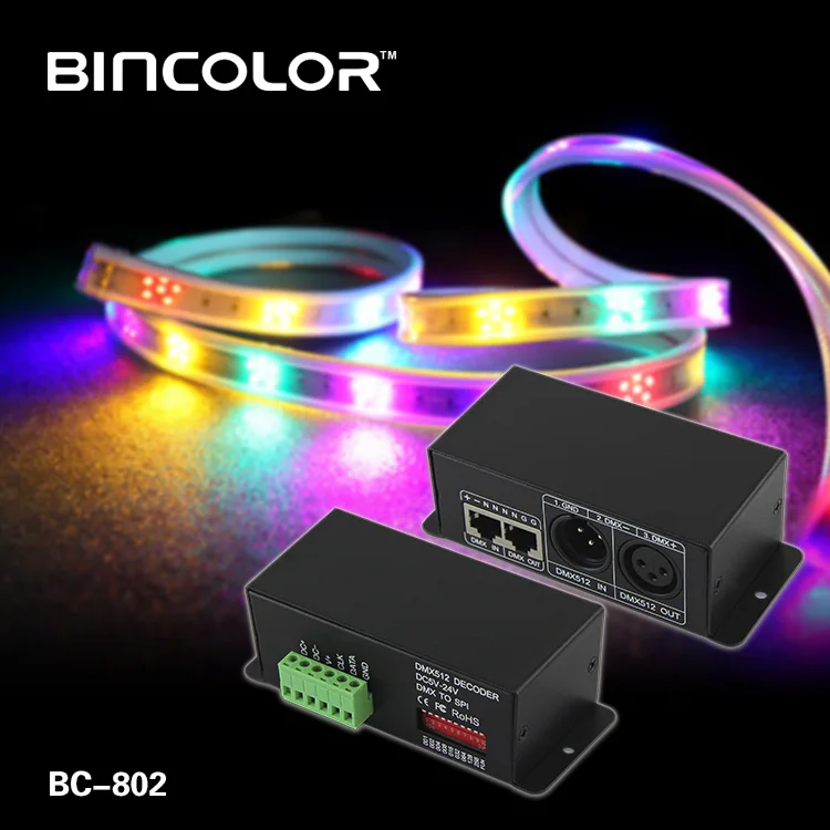 BC-802 Bincolor DMX512 signal dmx to ws2811 TM1803 TM1804 DMX led strip controller