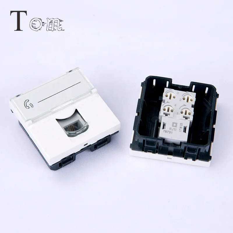TOM-KJ-L-5 45*45mm french cat3 telecom communication faceplate  RJ11 wall outlet keystone jack legrand style Plate
