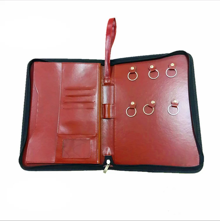 A4 leather key folder with zipper