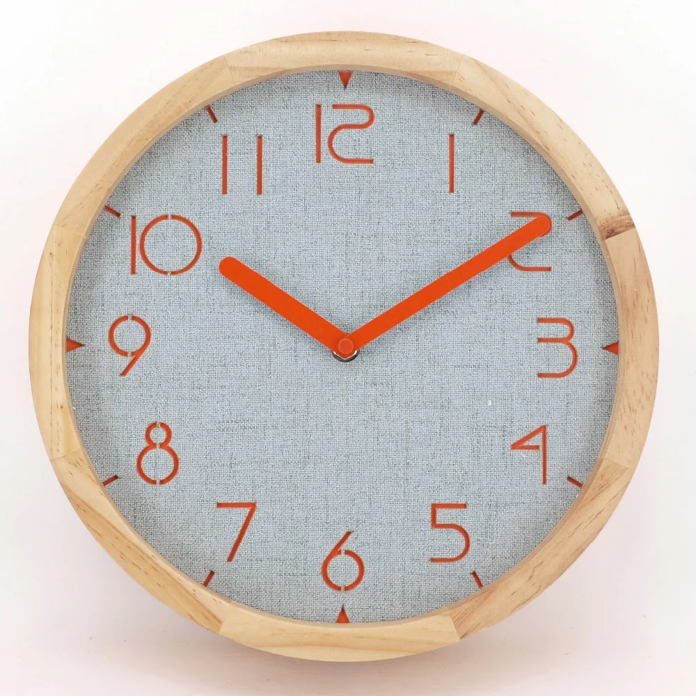 Quartz analog type handmade custom logo wooden clock for wall