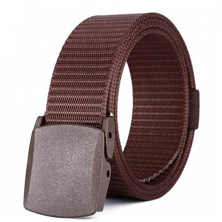 Men Style Woven Nylon Strap Belt with Plastic Smooth Buckle