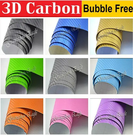 2d/3d/4d черный цвет пузырь свободный углеродного волокна виниловые обернуть 4