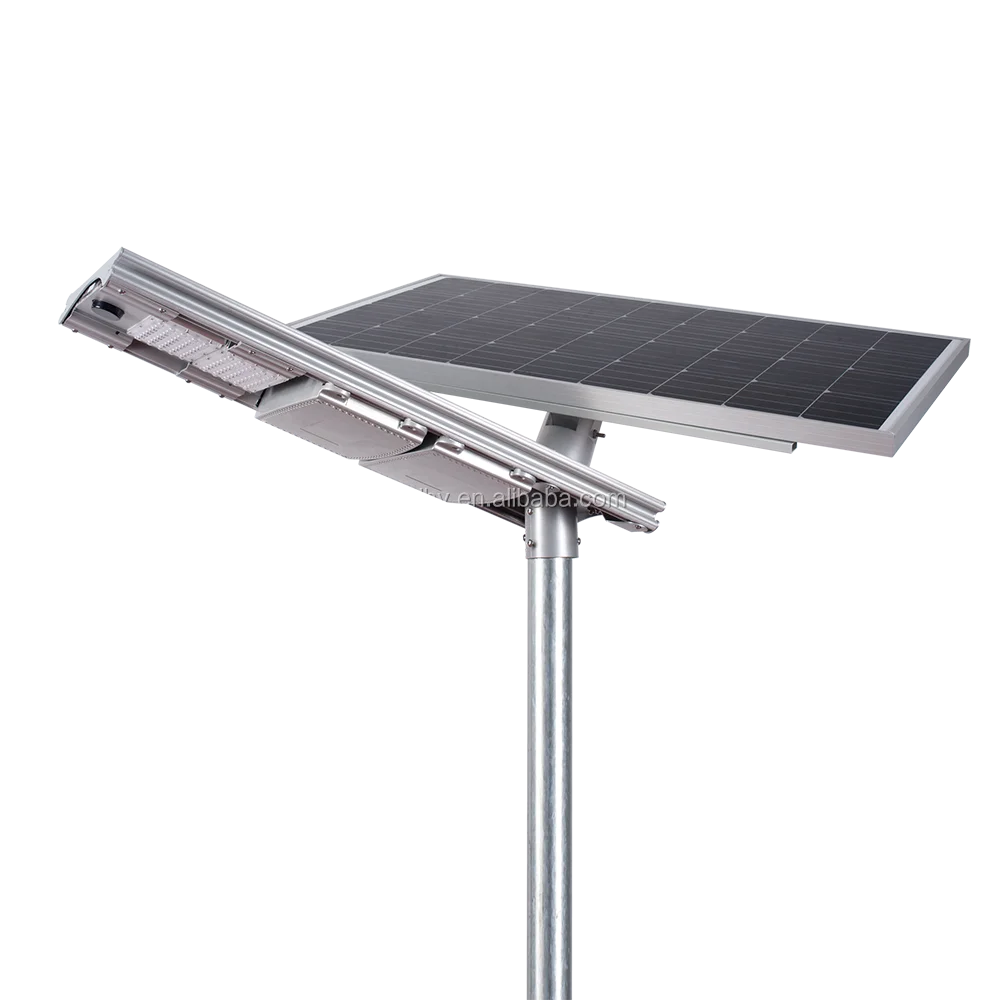 60W Intelligent Outdoor Integrated LED Solar Power Street Light Promotional Product New IP65 Light Grey Solar DC Bridgelux 110