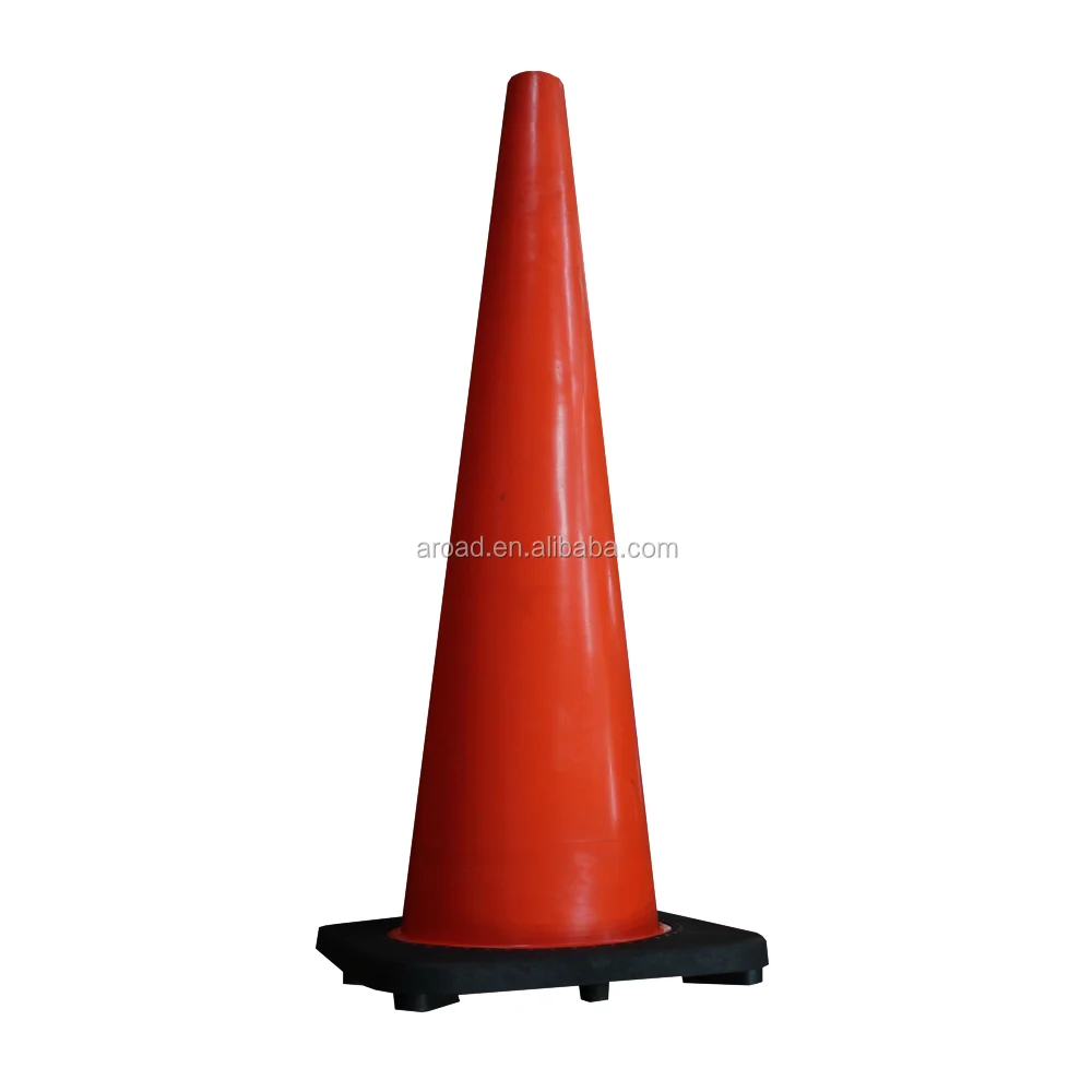 Large PVC plastic triangle 900mm traffic cone for road safety with rubber black base