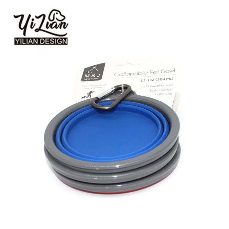 2-pack Foldable dog bowl, food grade BPA free, collapsible expandable cup cutlery pet dog cat food water  portable travel bowl