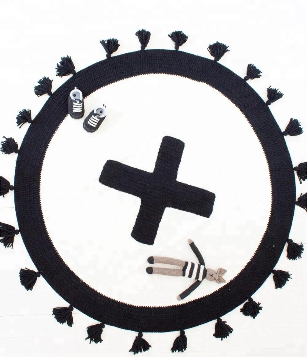 
China Wholesale Kids Baby Infant Floor Play Mats Crawling Knit Crochet Rug Round Carpet 