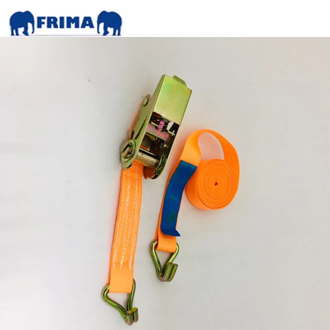 25mm/5m/500KGS/1100LBS Metal Ratchet Webbing Buckle Strap Polyester with 2pcs Double J Hook