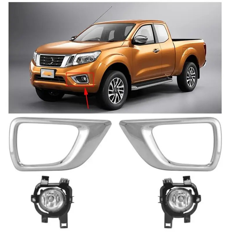 Популярные 2014-2017 Navara 4x4 Off Road Туман свет лампы комплект подходит для NP300 D23 2015 2WD 4WD w/переключатель проводки и хромированная решетка радиатора крышка