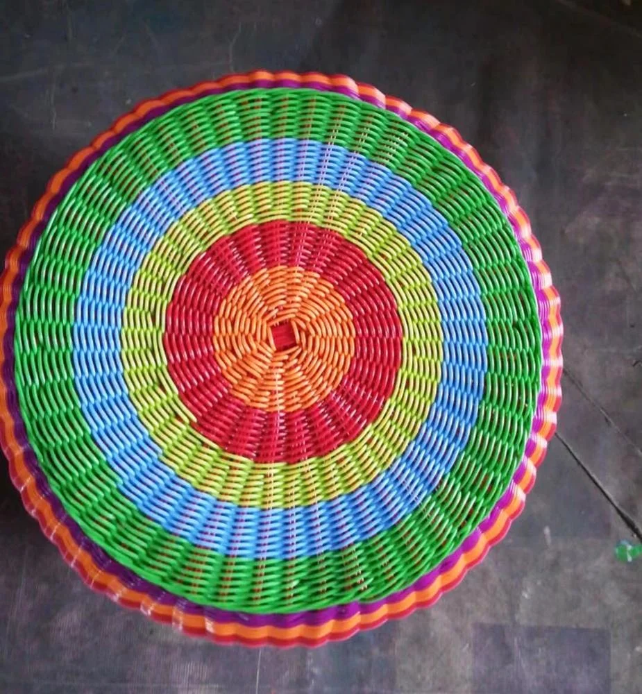 Hand woven rattan furniture multi color round wicker stool