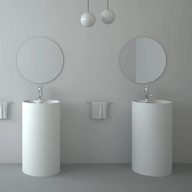 SM-8505 Solid surface sink, round and black pedestal basin