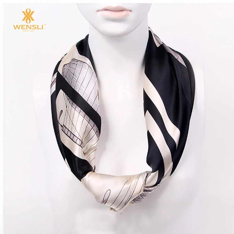 100 шелк, Китай, Брендовая женская квадратная шаль Wensli, шарфы