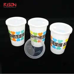 Customized printing 10 oz disposable clear PP plastic kids juice cup with lid straw leakage proof