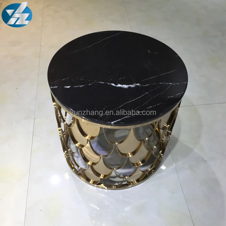 
Gold Carved Metal Base Mirror Low Mini Coffee Table 