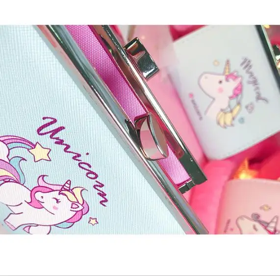 
2019Creative cartoon unicorn PU imitation leather change bit card package female cute buckles students short wallet pn2212 