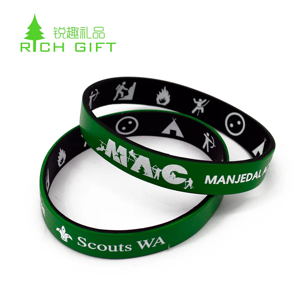 Made in china cheap promotional screen printed rubber wristband silicone bracelet custom logo