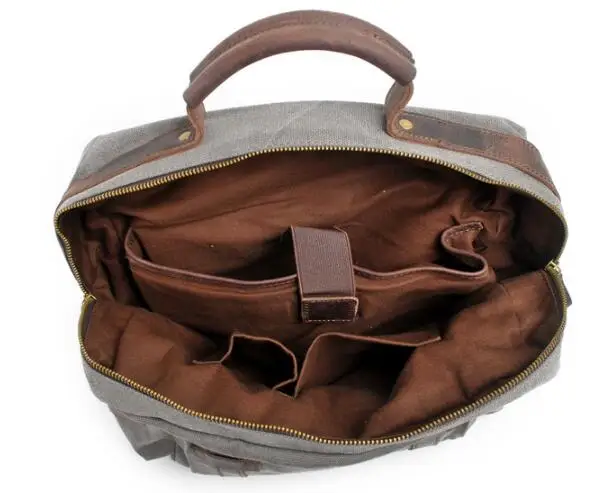 F6820L-2 Wholesale Vintage Canvas Backpack Motorcycle Man Bags Shoulder Backpack