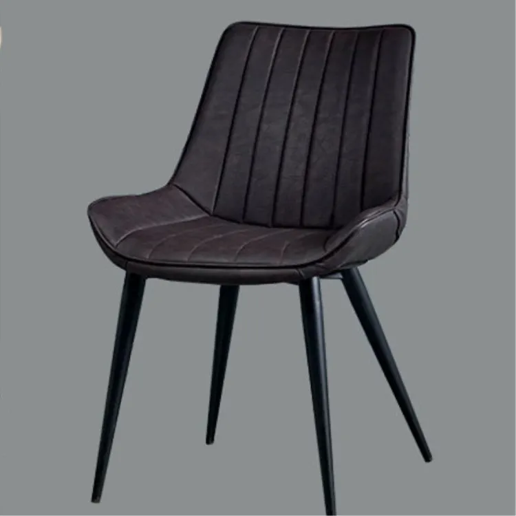 New arrival big size soft coffee chair PU leather dining chairs upholstered living room chair with metal leg