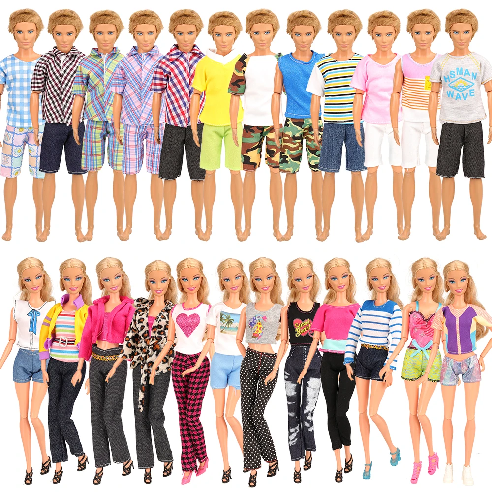 
Kid Girl Toy Gift 21 Sets=Random 6 Ken Clothes + 4 Ken Shoes + 6 Pants Tops Dresses +5 Shoes Accessories for 11.5inch30cm Doll 