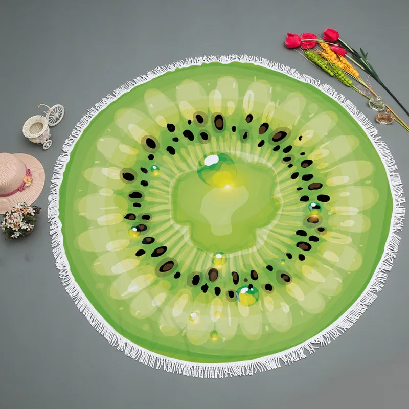 
Cheap Wholesale Fruit Round Beach Towel Blanket Scarf Throw Picnic Yoga Mat Floral Blanket 