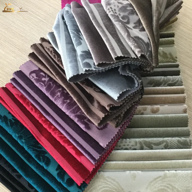 Основовязаная жаккардовая бархатная ткань для обивки с тремя вариантами дизайна на цвет