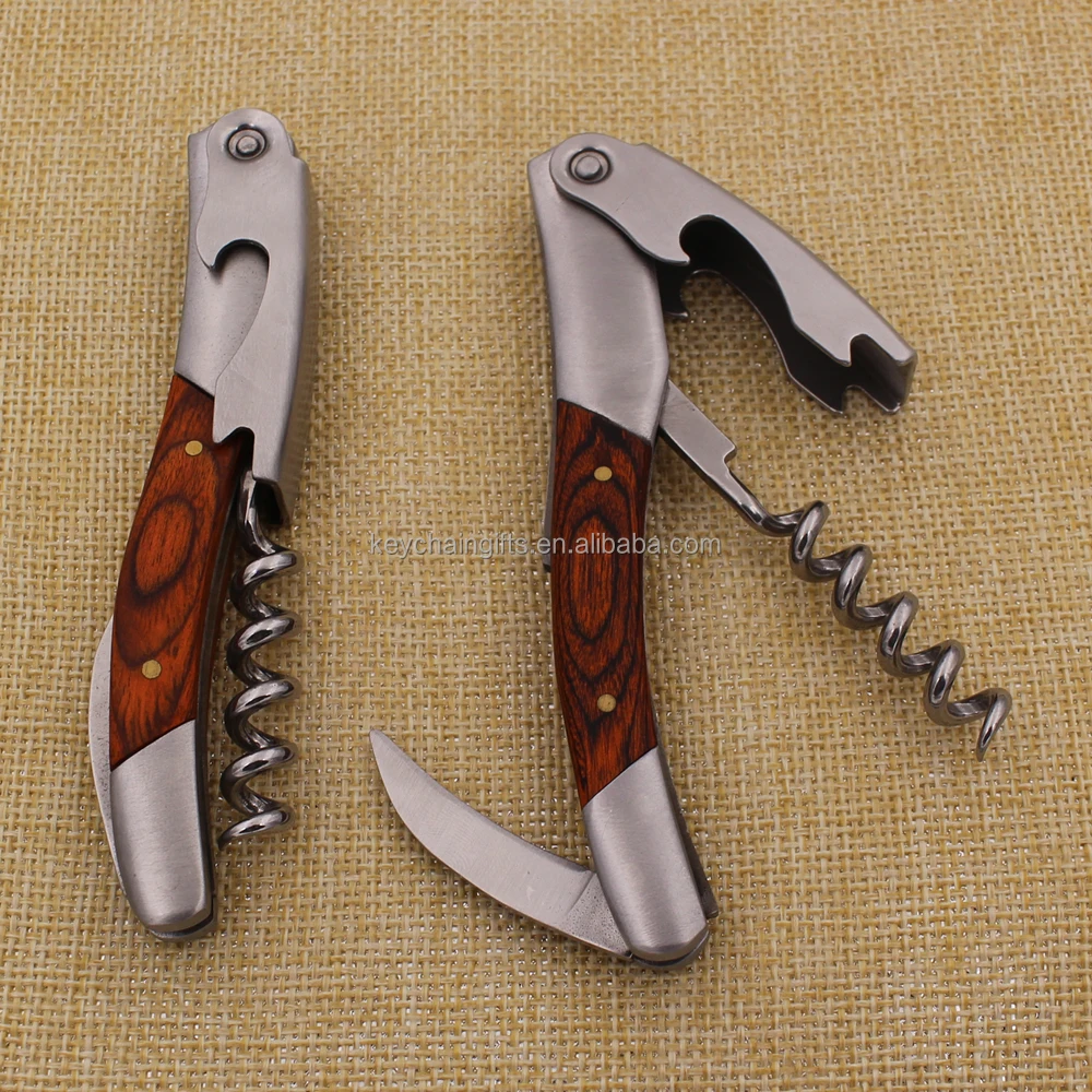 Promotion gifts custom logo multifunction wooden corkscrew