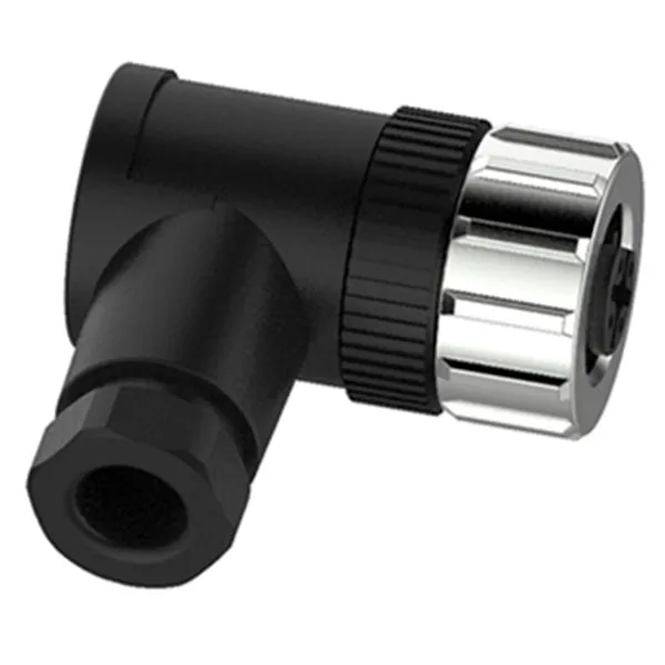 Label customized right angle 4 pin female M12 wireable connector with A coding metal lock PG7 cable gland