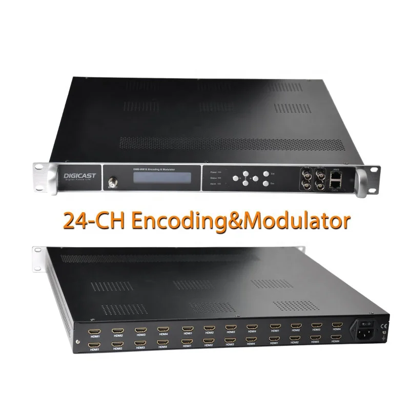 Digital TV IP  QAM RF CATV 24 Channels Low Cost Encoder DVBS-2 to ISDB-T DVB-T DVBC ISDBT Encoder Modulator