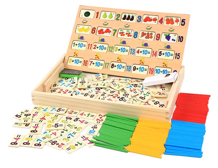 Education toys kids fanny wooden puzzles and sticks wood calculate toys