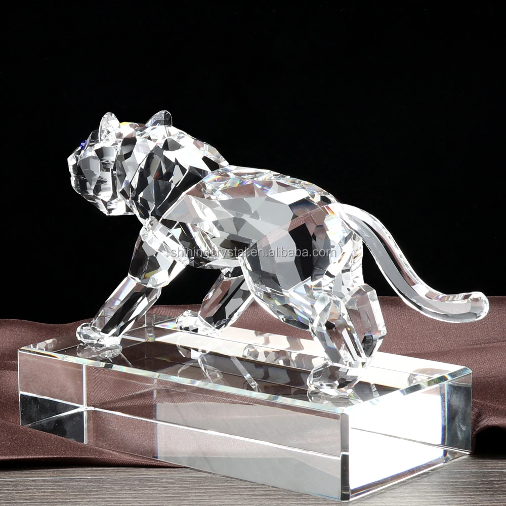 New wholesale unique crystal glass tiger figurine the chinese zodiac ornament crystal animal ornaments