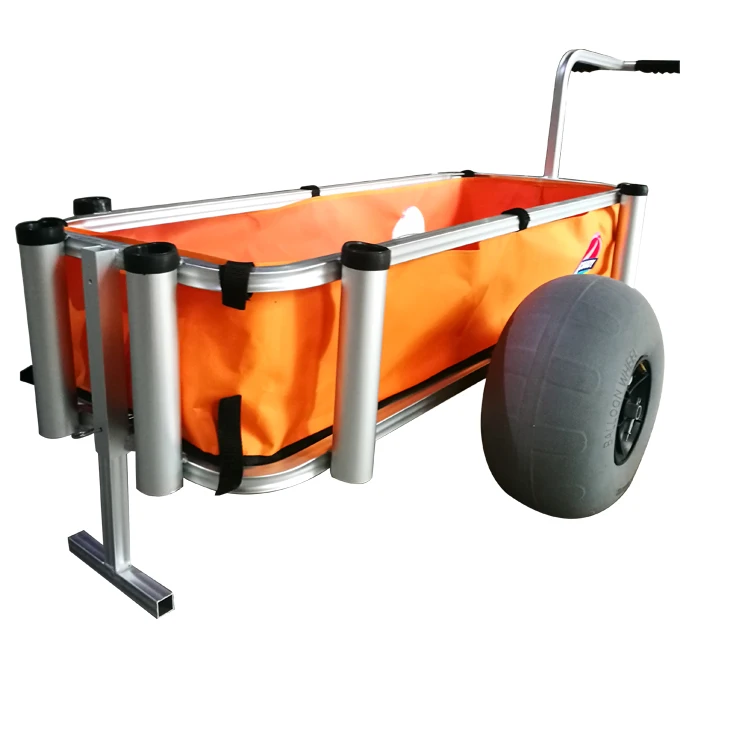 Hot sale load-bearing outstanding beach cart orange aluminum  fishing cart beach trolley
