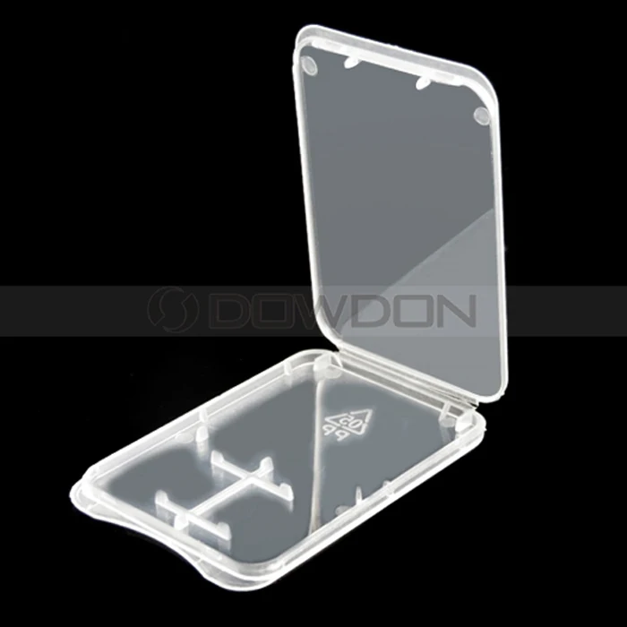 2 in 1 Plastic Clear Standard SD SDHC Memory Card Case TF Card Storage Box Case