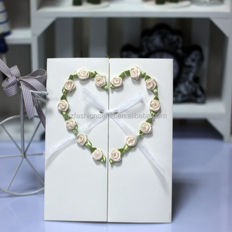 New Products Wedding Gatefold Flower Romantic Wedding Invitation with Heart