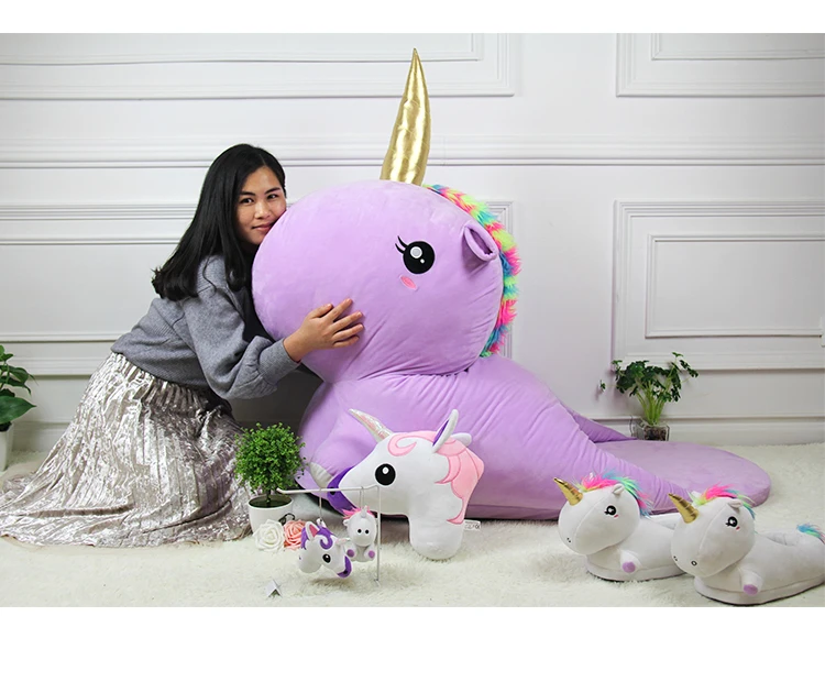 White Plush Unicorn Slippers Custom Kids Plush Slippers Children Home Plush Slippers For Bedroom