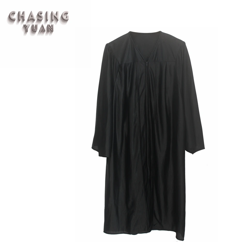 Academic Shiny Black Graduation Gown Robe
