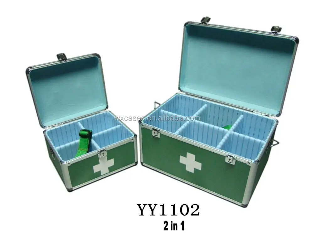 aluminum first aid box,first aid kit box,medical case with a pocket and a tray inside From Nanhai,Foshan,Guangdong,China
