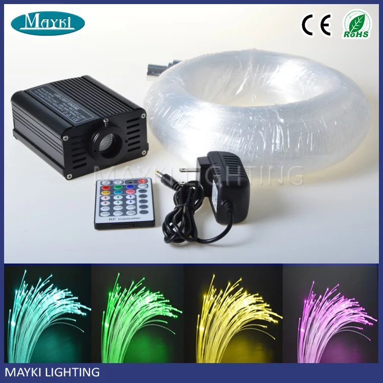 2m 3m 4m  LED RGB Fiber Optic Star Ceiling Kit with 16W Light Source Wireless Remote Optical Fiber Wires for Car Ceiling Sauna