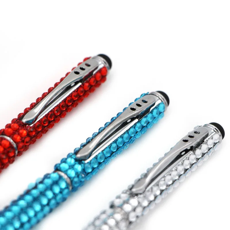 Fashion metal luxury jewelled diamond gemstone stylus ball pen with crystal and rhinestone