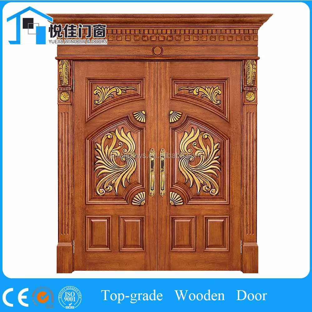 Double solid wood carving main door on good price