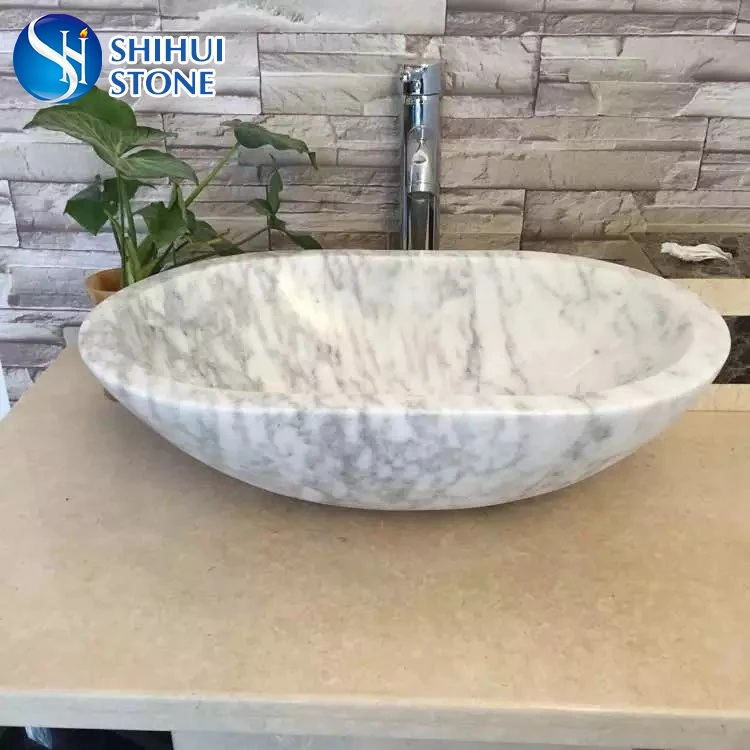 SHIHUI Bathroom High Quality Rough Stone Modern Oval Marble Countertop Sink Villa Graphic Design 3d Model Design Single Hole