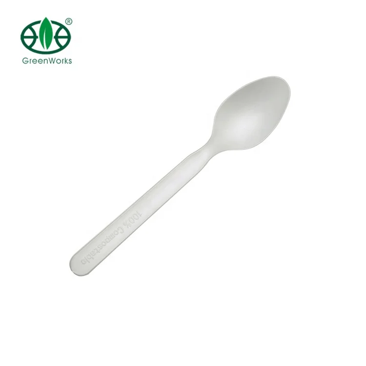 2021 High Quality flatware spoon cPLA compostable disposable 7 inch spoon Bulk flatware dinnerware sets