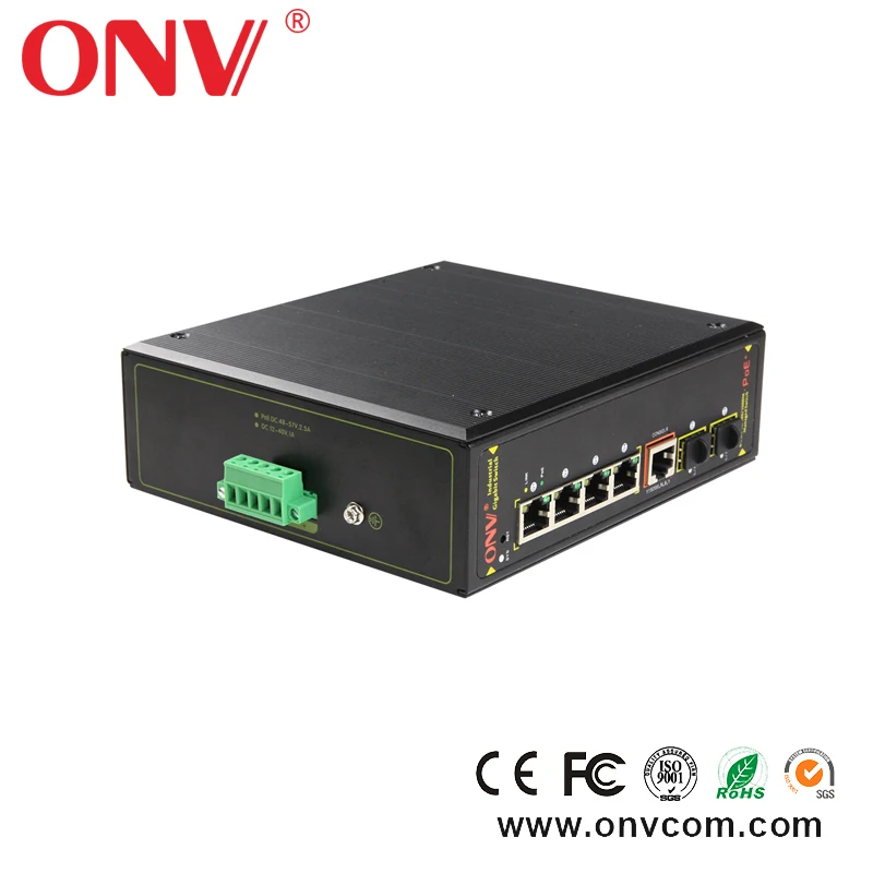 Двойной DC вход питания ONV-IPS33064PFM веб-управляемых 10/100/1000 М 4 порта промышленный коммутатор poe