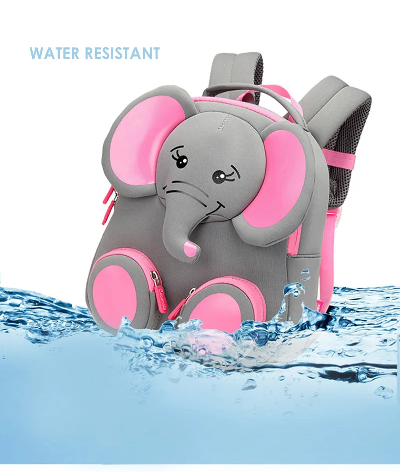 Cute Kids Girl Kinder garten Cartoon Children 3D Elephant School Bags Backpack