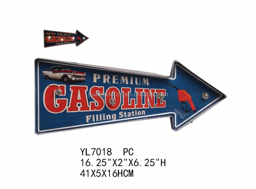 
Retro metal beer arrow custom printing LED light wall sign plaque 