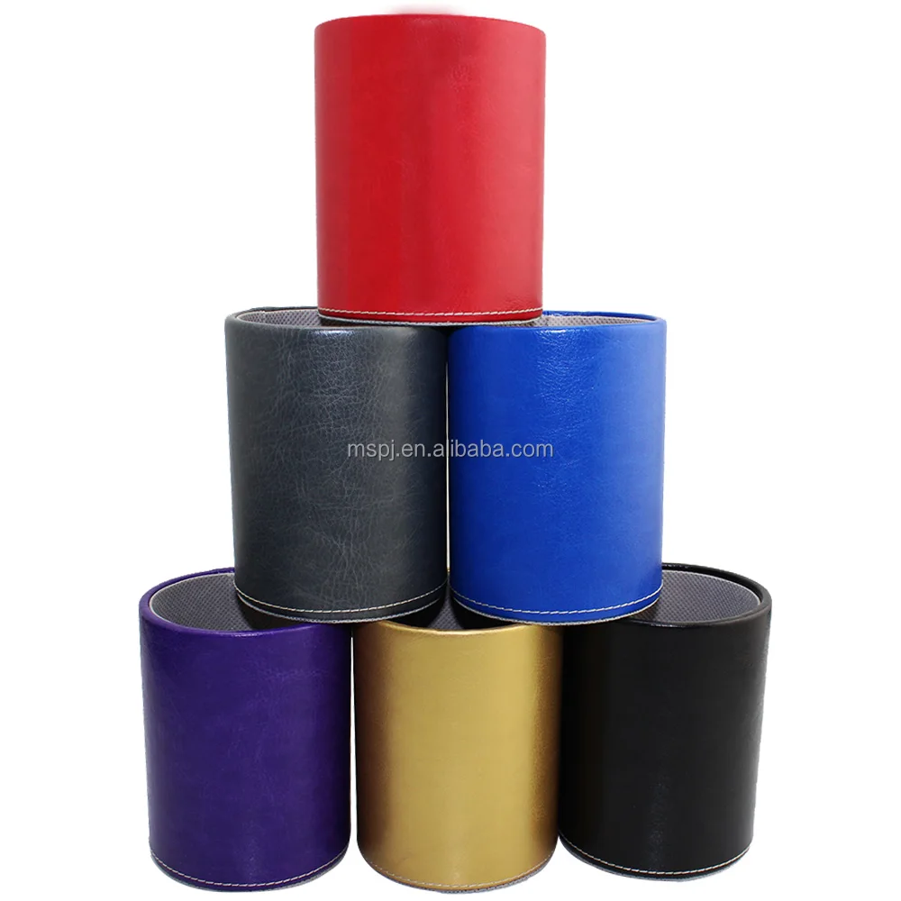 
Customized LOGO Customized Pattern Printing PVC/PU Leather Round Desk Pen Holder 